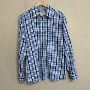 Brooks Brothers Red Fleece Plaid Button Down Shirt Men’s Medium Blue Cotton